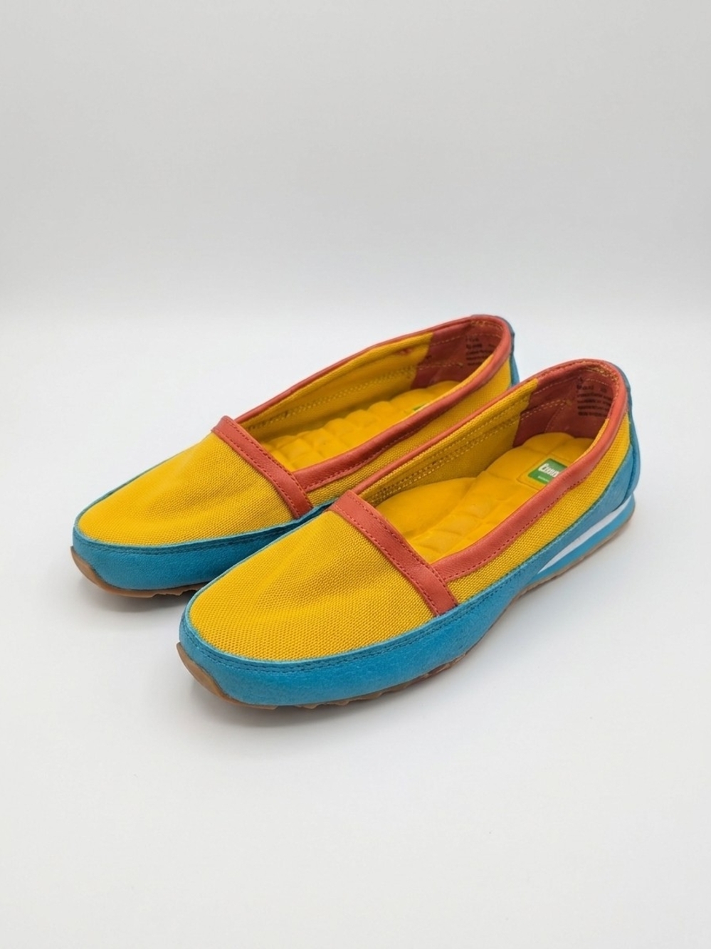 Cougar Yellow and Blue Slip-On Loafers with Coral Trim